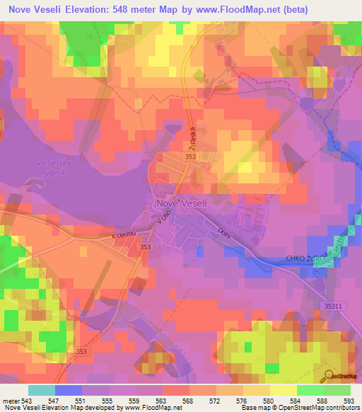 Nove Veseli,Czech Republic Elevation Map