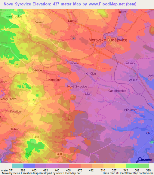 Nove Syrovice,Czech Republic Elevation Map