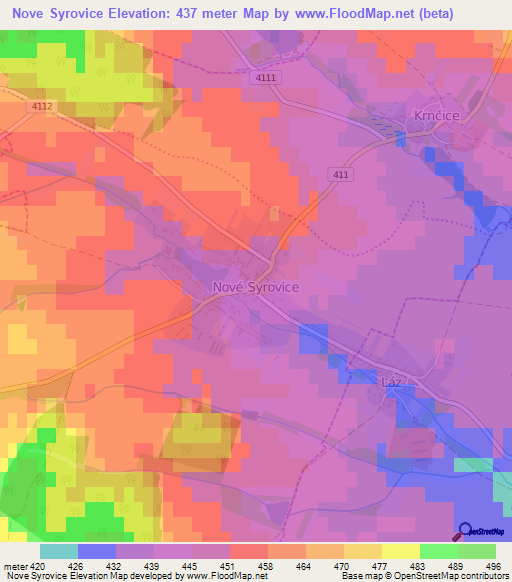 Nove Syrovice,Czech Republic Elevation Map