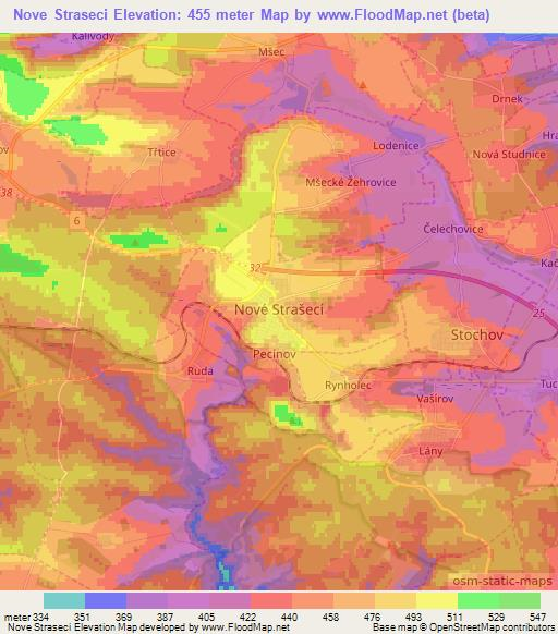 Nove Straseci,Czech Republic Elevation Map