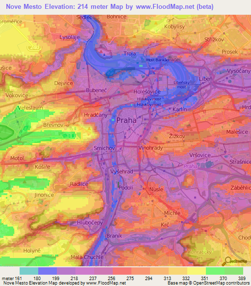 Nove Mesto,Czech Republic Elevation Map