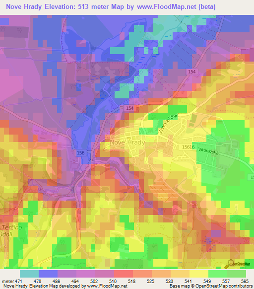 Nove Hrady,Czech Republic Elevation Map