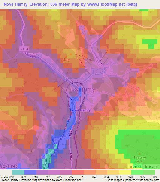 Nove Hamry,Czech Republic Elevation Map