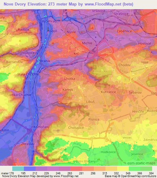 Nove Dvory,Czech Republic Elevation Map