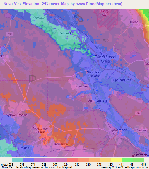 Nova Ves,Czech Republic Elevation Map