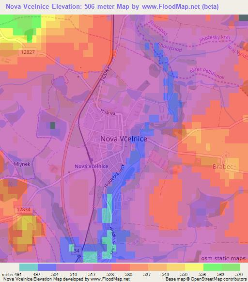 Nova Vcelnice,Czech Republic Elevation Map