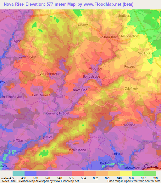 Nova Rise,Czech Republic Elevation Map