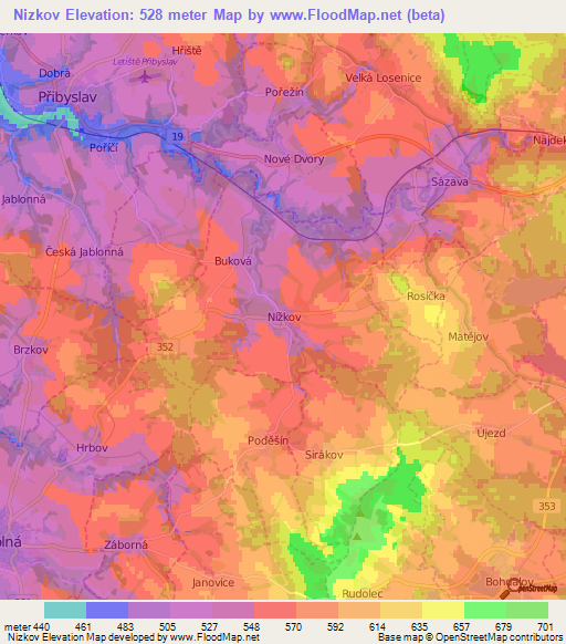 Nizkov,Czech Republic Elevation Map