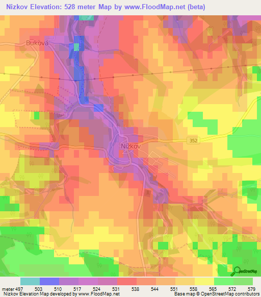 Nizkov,Czech Republic Elevation Map