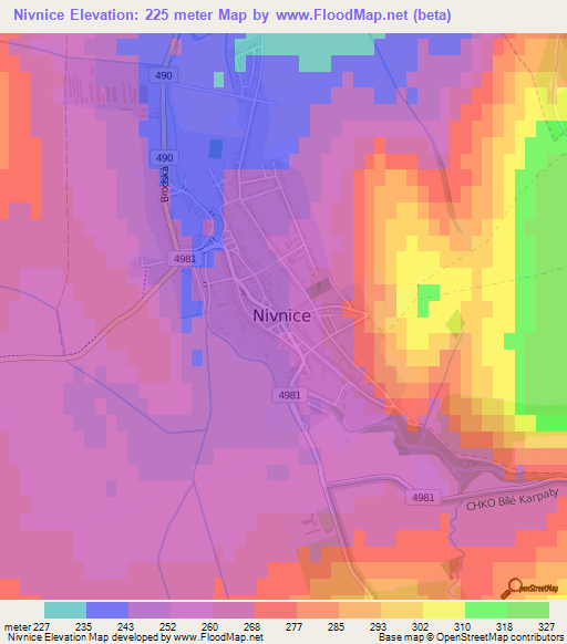 Nivnice,Czech Republic Elevation Map
