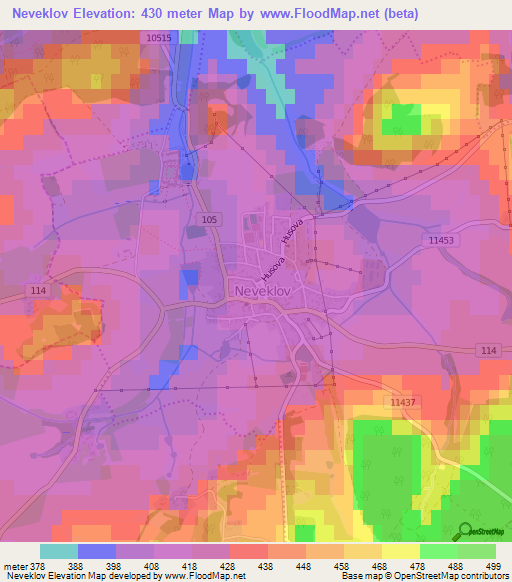 Neveklov,Czech Republic Elevation Map