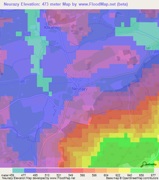Neurazy,Czech Republic Elevation Map
