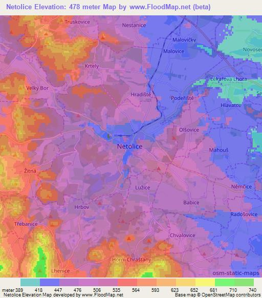 Netolice,Czech Republic Elevation Map