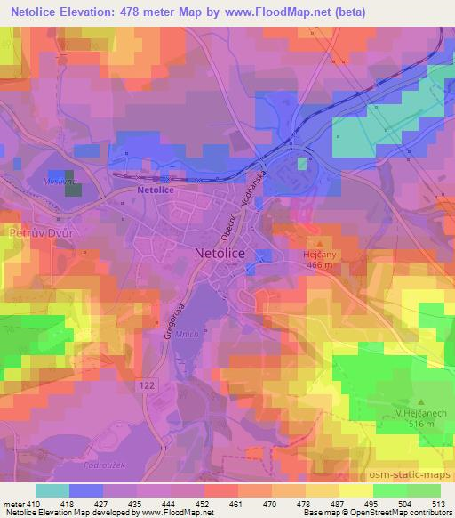Netolice,Czech Republic Elevation Map