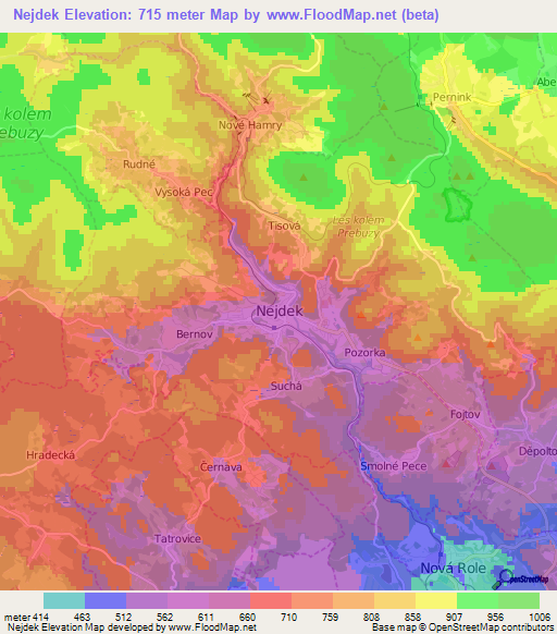 Nejdek,Czech Republic Elevation Map