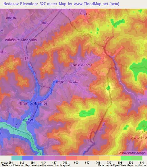 Nedasov,Czech Republic Elevation Map