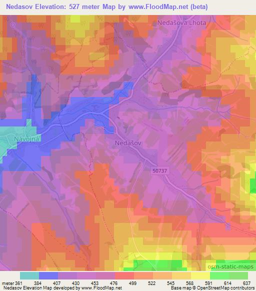 Nedasov,Czech Republic Elevation Map