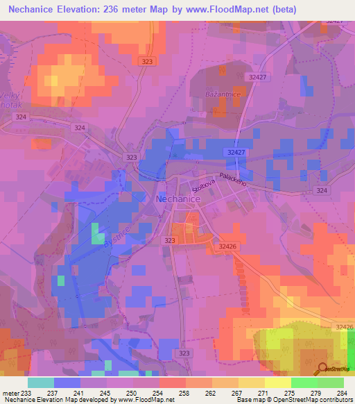 Nechanice,Czech Republic Elevation Map
