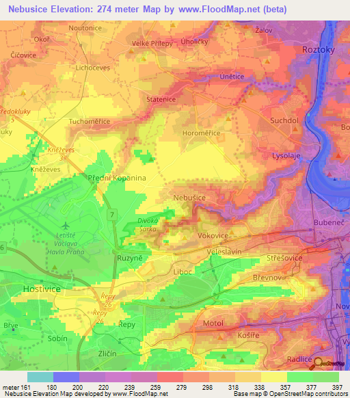 Nebusice,Czech Republic Elevation Map