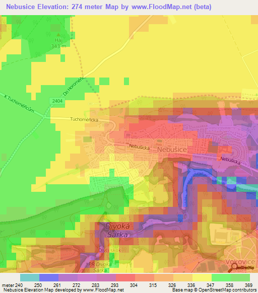 Nebusice,Czech Republic Elevation Map