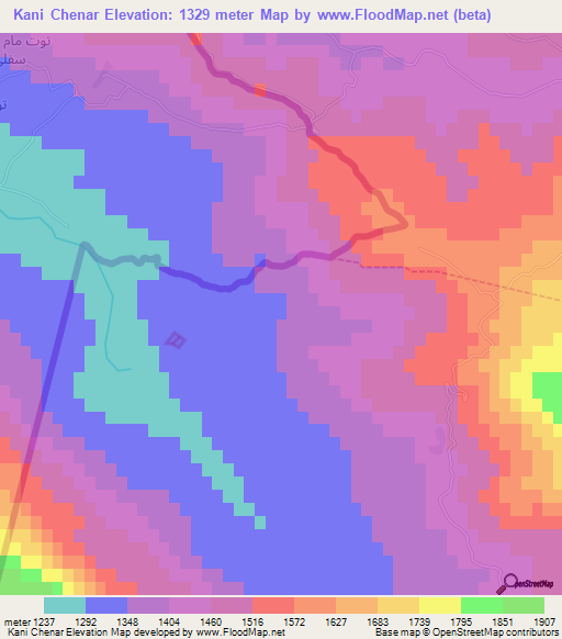 Kani Chenar,Iran Elevation Map