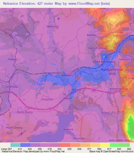 Nebanice,Czech Republic Elevation Map