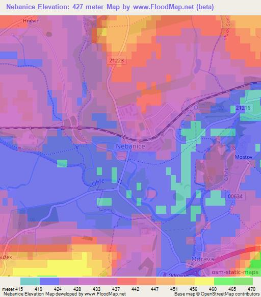 Nebanice,Czech Republic Elevation Map