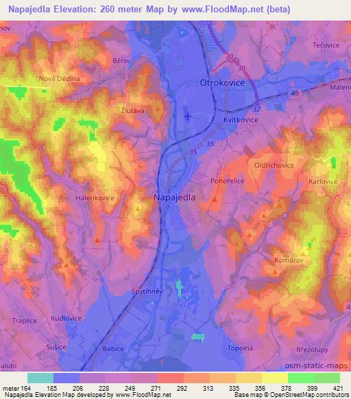 Napajedla,Czech Republic Elevation Map