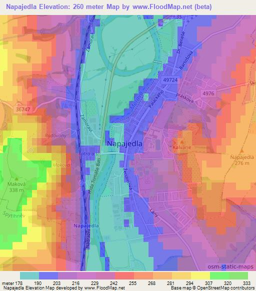 Napajedla,Czech Republic Elevation Map
