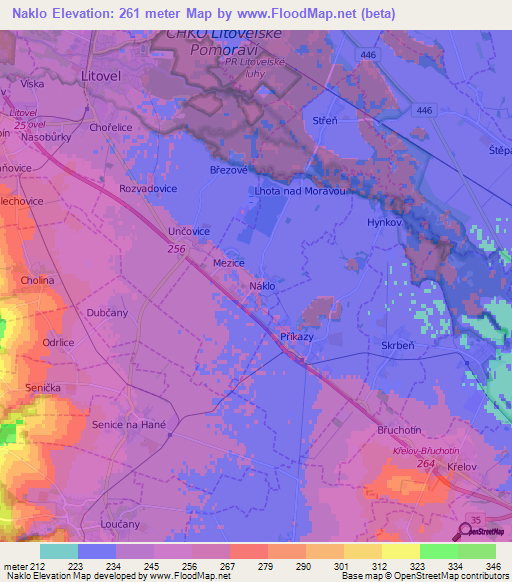 Naklo,Czech Republic Elevation Map