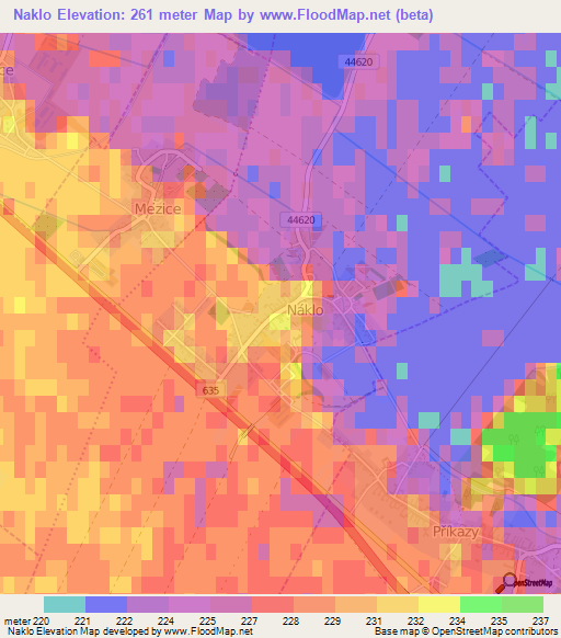Naklo,Czech Republic Elevation Map