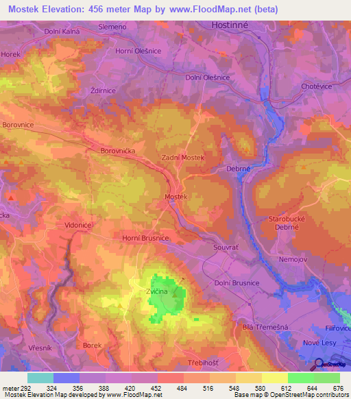 Mostek,Czech Republic Elevation Map