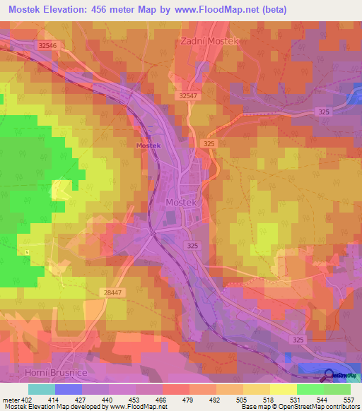 Mostek,Czech Republic Elevation Map