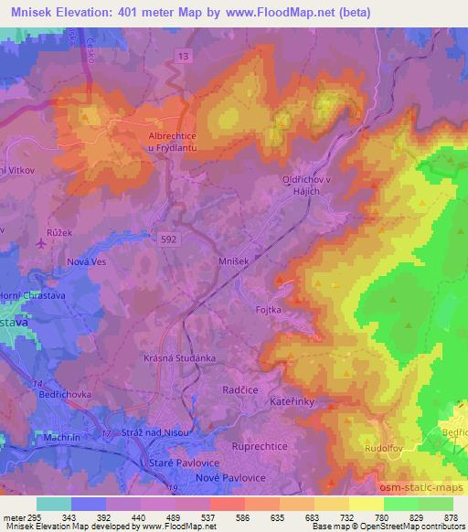 Mnisek,Czech Republic Elevation Map