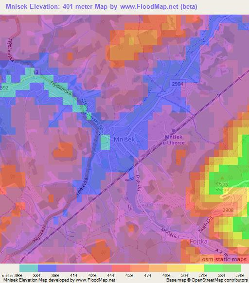 Mnisek,Czech Republic Elevation Map