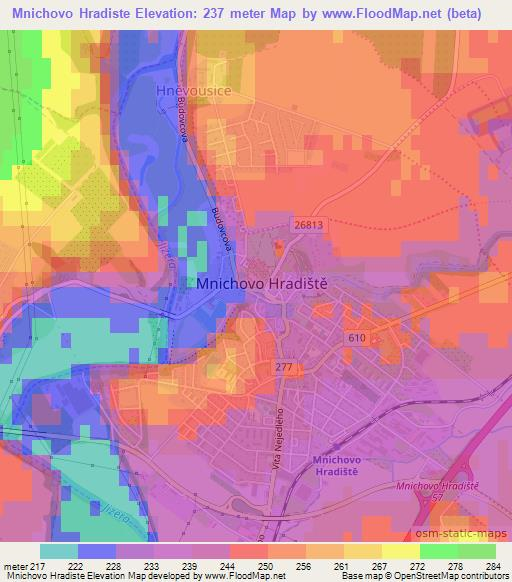 Mnichovo Hradiste,Czech Republic Elevation Map
