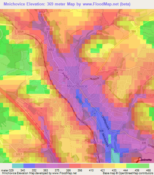 Mnichovice,Czech Republic Elevation Map
