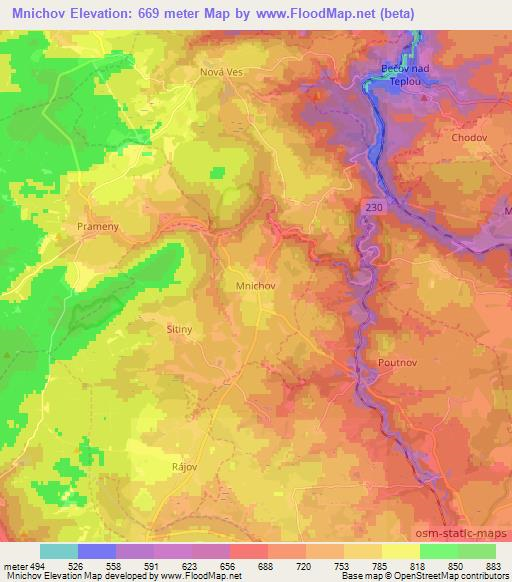 Mnichov,Czech Republic Elevation Map