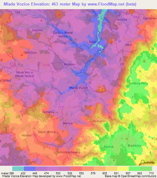 Mlada Vozice,Czech Republic Elevation Map
