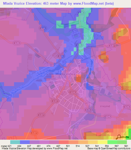 Mlada Vozice,Czech Republic Elevation Map