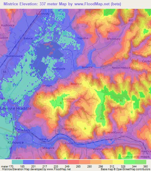 Mistrice,Czech Republic Elevation Map