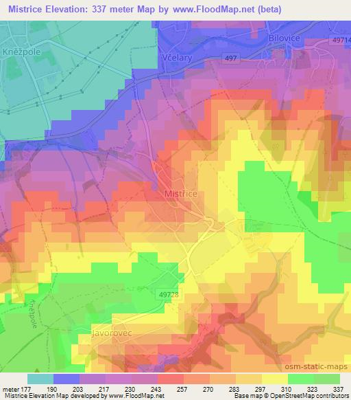 Mistrice,Czech Republic Elevation Map