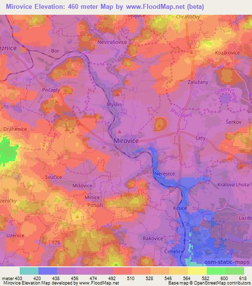 Mirovice,Czech Republic Elevation Map