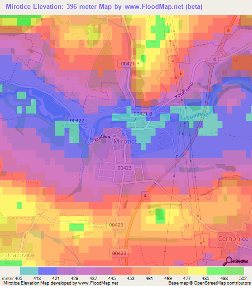 Mirotice,Czech Republic Elevation Map