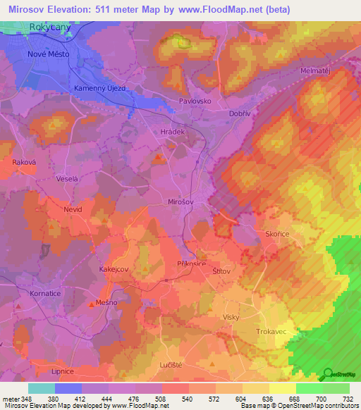 Mirosov,Czech Republic Elevation Map