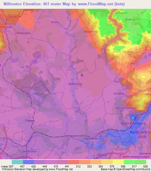 Milhostov,Czech Republic Elevation Map