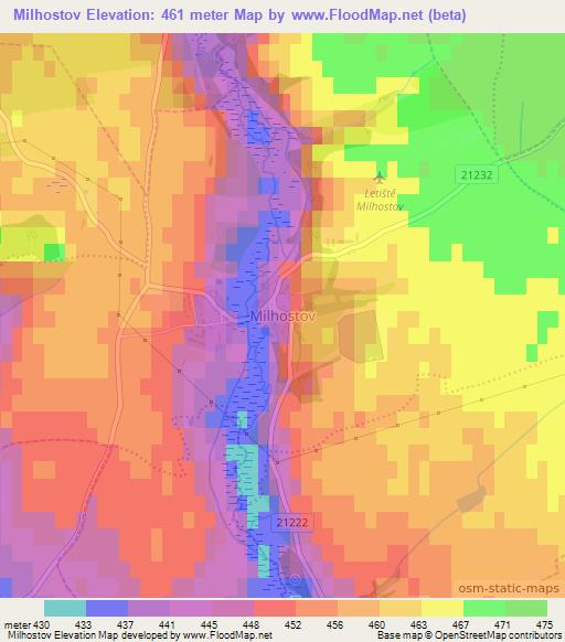 Milhostov,Czech Republic Elevation Map