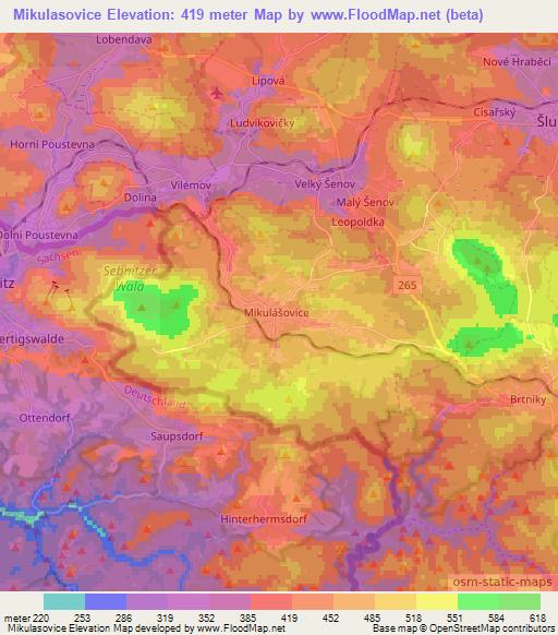 Mikulasovice,Czech Republic Elevation Map