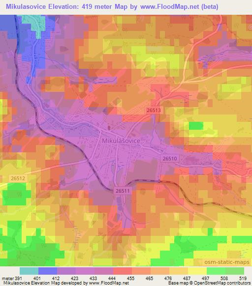 Mikulasovice,Czech Republic Elevation Map