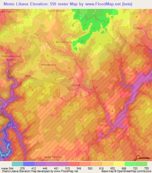 Mesto Libava,Czech Republic Elevation Map